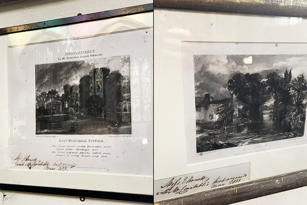 Image: Two framed ‘English Landscape’ mezzotints in St Mary the Virgin, East Bergholt